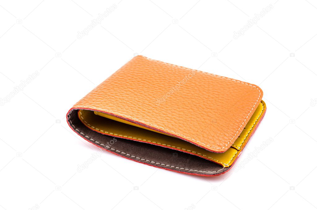Leather wallet isolated white background