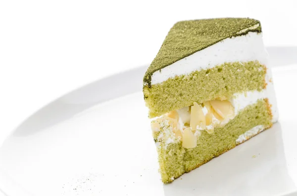 Kuchen Matcha isoliert weißen Hintergrund — Stockfoto