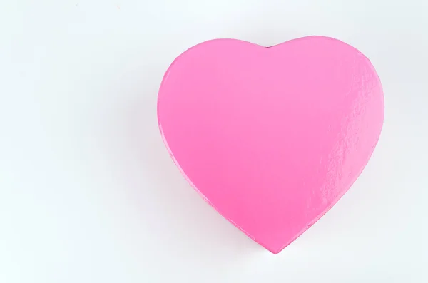 Pink heart box isolated white background — Stock Photo, Image