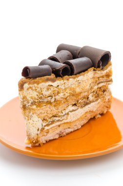 Beyaz arka plan üzerinde izole kahve kek