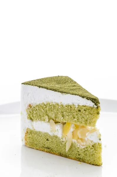 Kuchen Matcha isoliert weißen Hintergrund — Stockfoto