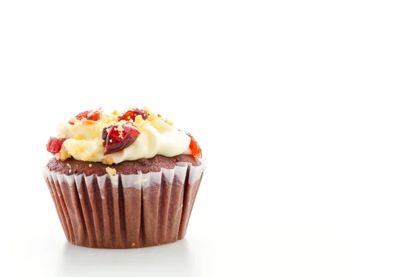 Red cupcake velvet isolated white background — Stock Photo, Image