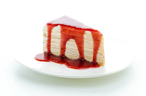 Креп полуничний торт — стокове фото
