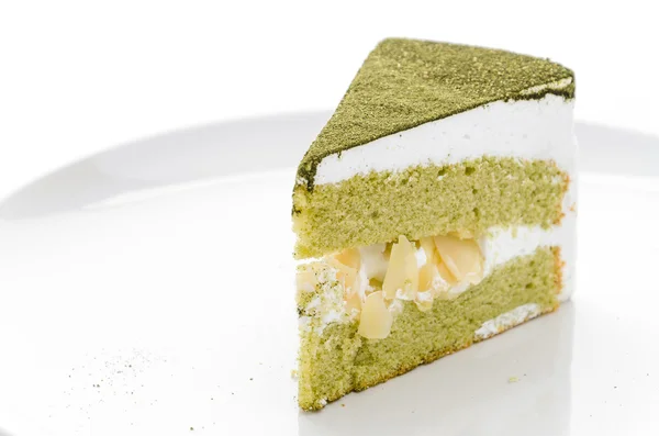 Kuchen Matcha isoliert weißen Hintergrund — Stockfoto