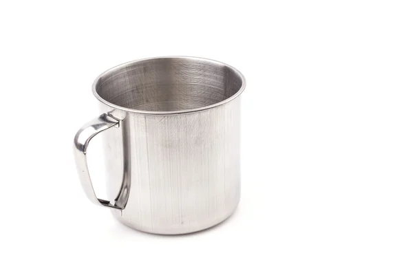 Roestvrij staal cup geïsoleerde witte achtergrond — Stockfoto