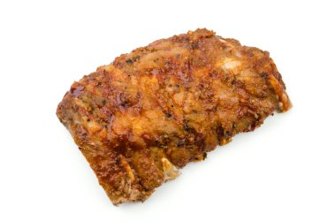 Barbekü domuz eti izole beyaz arka kaburgalar