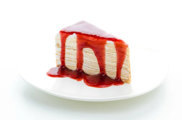 Strawberry Crepe cake — Stock Photo, Image