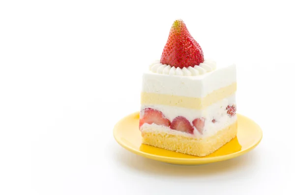 Gâteau au fromage aux fraises isolé sur fond blanc — Photo