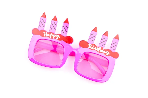Feliz cumpleaños gafas de sol aisladas fondo blanco —  Fotos de Stock