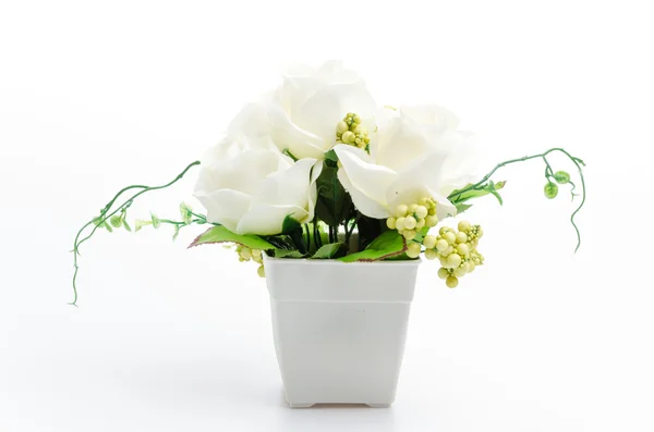 Plastic flower vase isolated white background — Stock Photo, Image