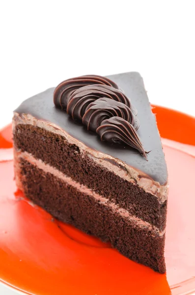 Čokoládový dort izolované na bílém pozadí — Stock fotografie
