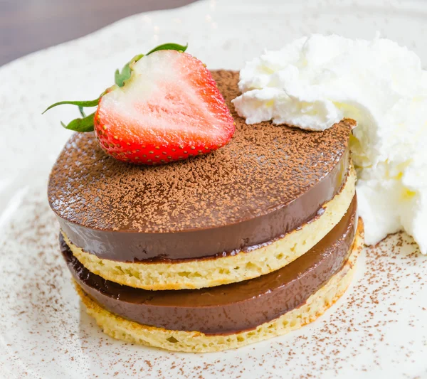 Chocolate pudding pancake — Stock Photo, Image