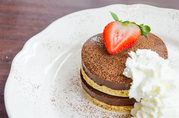 Chocolate pudding pancake — Stock Photo, Image