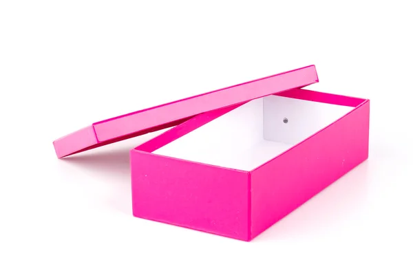 Caixa rosa isolado fundo branco — Fotografia de Stock