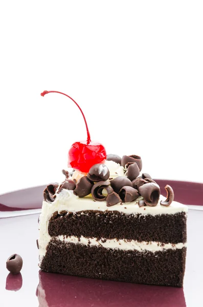 Schwarzwälder Kirschtorte isoliert auf weißem Hintergrund — Stockfoto