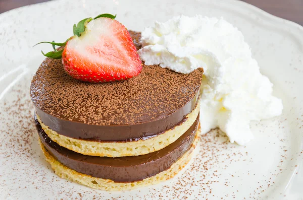 Chocolate pudding pancake — Stock Photo, Image