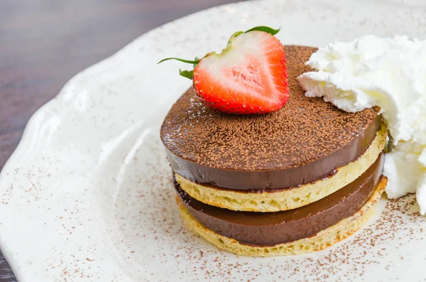 Chocolate pudding pancake — Stock Photo, Image