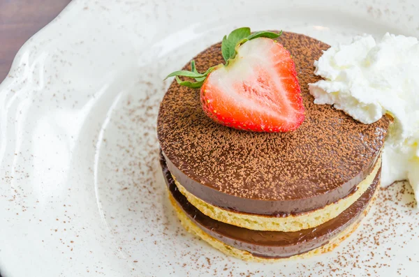 Chocolate pudding pancake — Stock Photo, Image