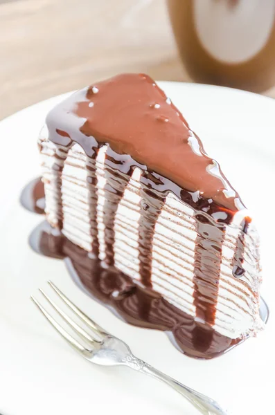 Chocolate crepe cake — Stock Photo, Image