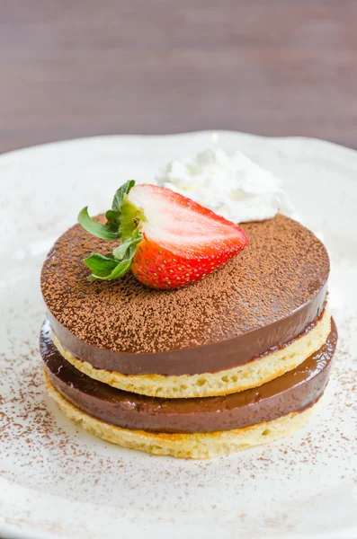 Chocolate pudding pancake — Stock Photo, Image