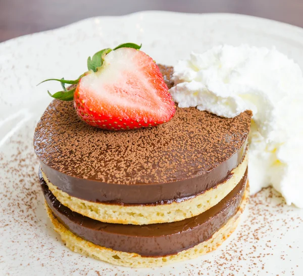 Chocolate pudding pancake — Stock Photo, Image