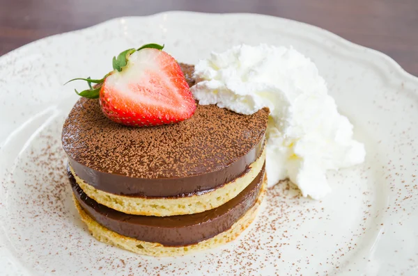 Chocolate pudding pancake — Stock Photo, Image