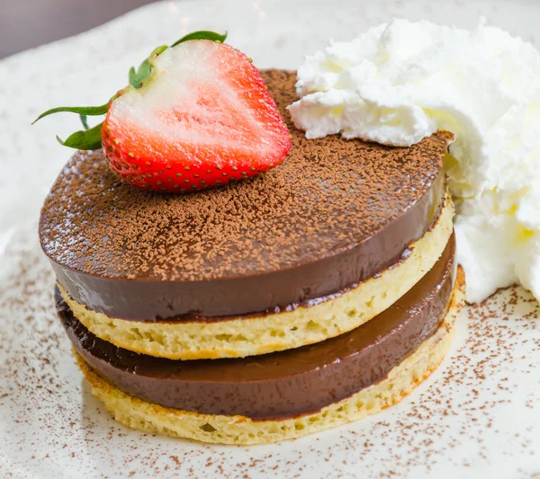 Chocolate pudding pancake — Stock Photo, Image