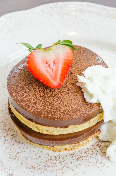 Chocolate pudding pancake — Stock Photo, Image