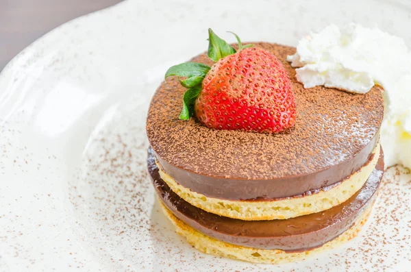 Chocolate pudding pancake — Stock Photo, Image