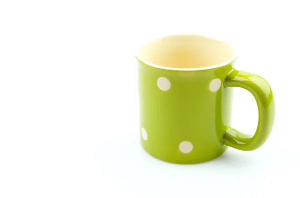 分離された緑のマグカップ白背景 — ストック写真