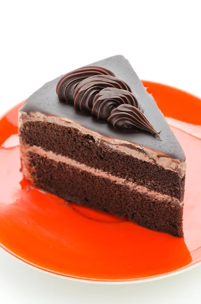 在白色背景上分离的巧克力蛋糕 — 图库照片