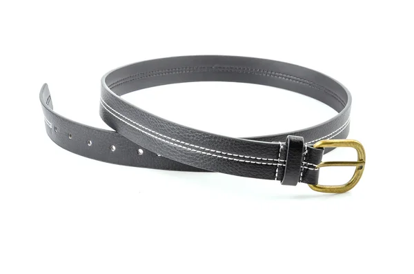 Black leather belt isolated white background — Stock Photo, Image