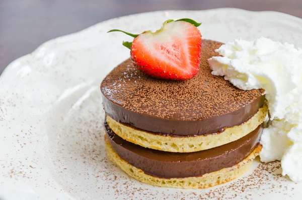 Chocolate pudding pancake — Stock Photo, Image