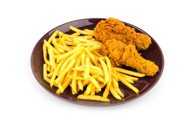 Fries and fried chicken