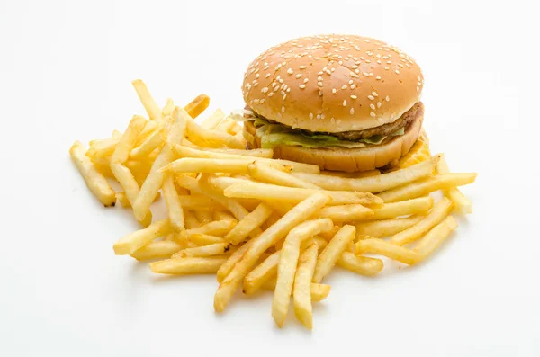Hamburger patatine fritte — Foto Stock