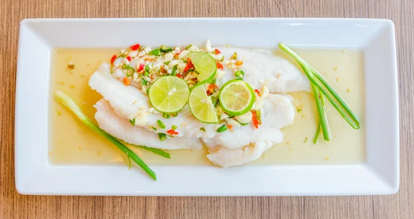 Steamed basa fish — Stock Photo, Image