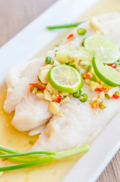 Steamed basa fish — Stock Photo, Image