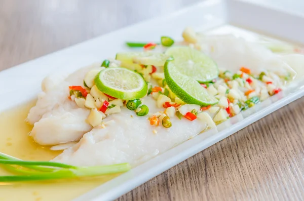 Steamed basa fish — Stock Photo, Image