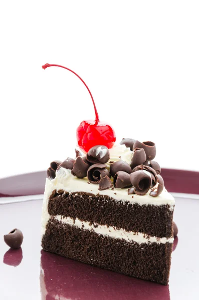 Black forest cake isolated on white background — Stock Photo, Image