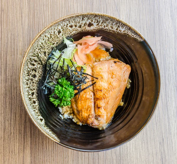 Teriyaki łososia na ryżu — Zdjęcie stockowe