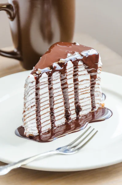 Chocolate crepe cake — Stock Photo, Image