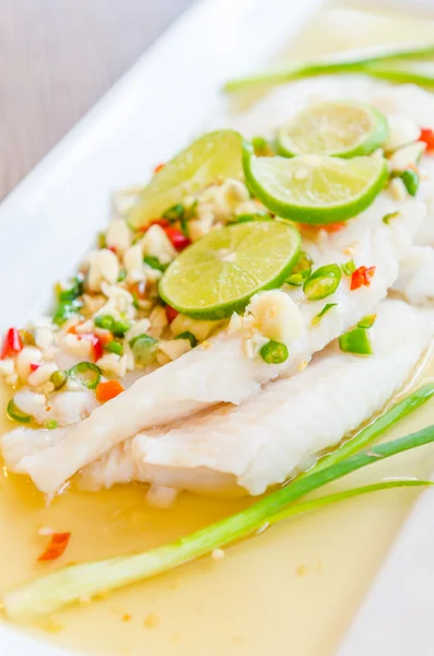 Steamed basa fish — Stock Photo, Image