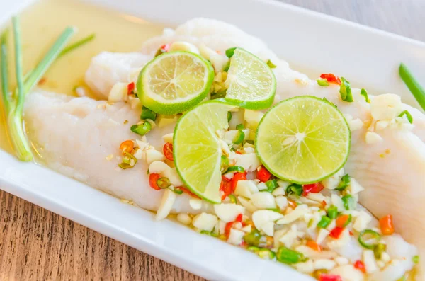 Steamed basa fish — Stock Photo, Image