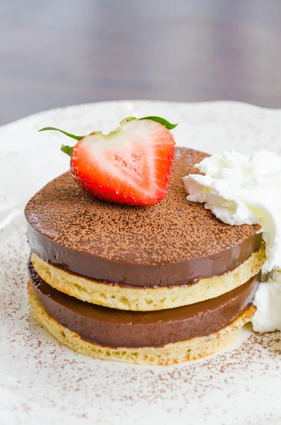 Chocolate pudding pancake — Stock Photo, Image