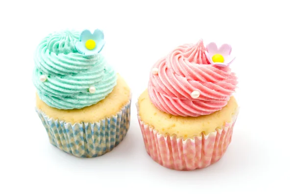 Vanilkový cupcakes izolované bílé pozadí — Stock fotografie