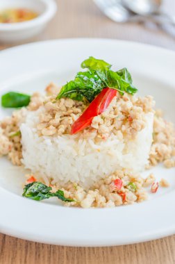 fesleğen ve pirinç ile baharatlı tavuk