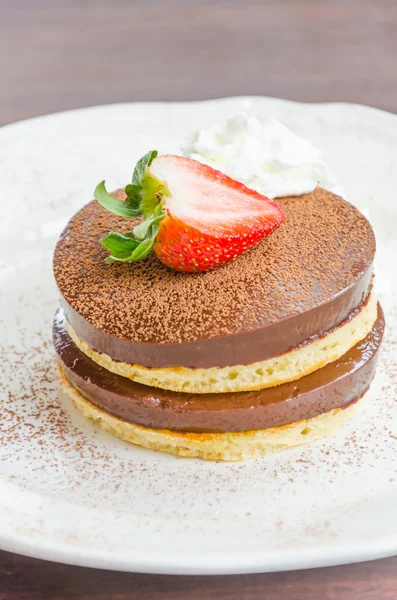 Chocolate pudding pancake — Stock Photo, Image