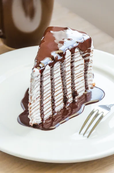 Chocolate crepe cake — Stock Photo, Image