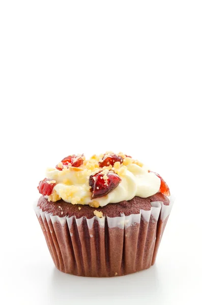 Cupcake rouge velours isolé fond blanc — Photo