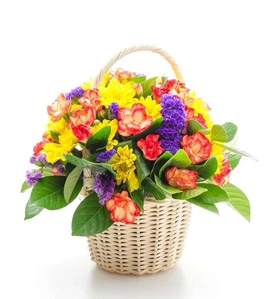 Bouquet in basket — Stock Photo, Image